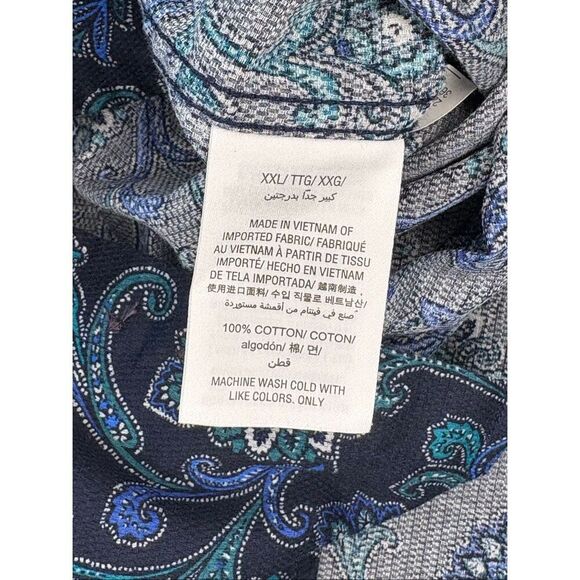 Tasso Elba midnight blue paisley 100% cotton button down shirt - XXL - Picture 8 of 8